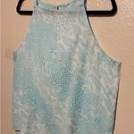 Pretty Light Blue Patterned Summer Tank Top | Shirt Size XL Photo 1