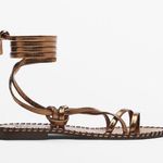Massimo Dutti Good Metallic Leather Lace Up Sandals  Photo 0