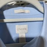 Chico’s Button down Shirt 3/4 length sleeve. Size 0 Blue Photo 8