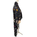 Treasure & Bond  Silk Scarf Floral Print Tassel Navy Wrap Lightweight Elegant Photo 4