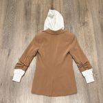 Cinq à Sept Cinq a Sept Khloe Hooded Blazer Womens 2 Tan Camel Jacket Knit Sleeve Hoodie Photo 10