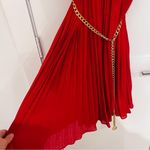 NEW Michael Kors Red Pleated Dress with Logo Gold Belt Size XL Photo 5