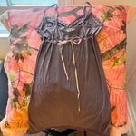 vintage y2k slip dress coquette ribbon brown stripe lace sundress Photo 6