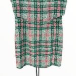 Cooper and Ella Pink Green Plaid Print Back Cutout Short Sleeve Dress size Small Photo 6