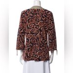 Tory Burch  S Top Stretch Low V Cut‎ Silk Blend  Easywear Navy Brown Blouse Tunic Photo 3