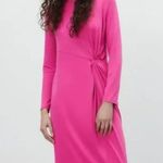 ZARA NWOT BLOGGERS FAV PINK KNOT FRONT DETAIL MIDI DRESS STRETCH MEDIUM Photo 1