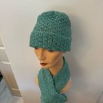 Elegant Teal Knit Scarf and Hat Set – Soft, Warm & Stylish Winter Accessory Green Photo 6