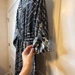 Dana Buchman  Womens PXL Black Geometric Print Wrap Dress Long Sleeve Tie Waist Photo 4