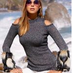 Boston Proper Faux Fur Cold Shoulder Sweater Photo 0