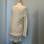 POL  Cable Knit long sleeve lace hem detail off white sweater size Medium Photo 3