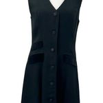 British Khaki Sleeveless Black Jumper Or Dress Front Buttons V-Neck Size 8 Photo 0