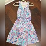 Lilly Pulitzer  Bellina Womens Small Wrap Seashell Print V Neck Sleeveless Dress Photo 6