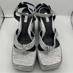 Topshop high platform silver metallic ankle strap sandals women Size 7 Photo 5