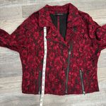 White House | Black Market lace moto jacket red long sleeve womens medium L33 Photo 9