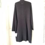 Calvin Klein New black ribbed sweater coat dress L knee length full zip up Photo 7