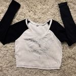 Garage Black and White V Neck Long Sleeve Crop Top Size M Photo 0