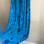 Vintage 90s Blue Floral Pleated Midi Dress Rayon Garden Party Cottagecore M Photo 3