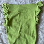 ZARA  Lime Green Ruched V-Neck Top size M cottton Photo 3