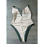 Shade & Shore Shade & Shore Swim Women's Green One Piece Swimsuit Ribbed Plunge Size XL Photo 8