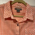 Natural Reflections  Size M Cotton Coral White Striped Textured Button Down Shirt Photo 3