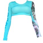 Reebok X Crossfit women’s medium long sleeve cropped activewear compression top Green Photo 5