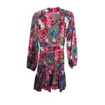 Boho Ladies Dress with Belt Paisley Pattern Lantern Sleeve Ruffle Photo 4