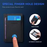 Slim Minimalist Front Pocket RFID Blocking Leather Wallets for Men and Women - Galaxy Black Photo 3
