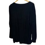Andrew Marc  Women's L V-Neck Pullover Sweater Top Black Ribbed Lightweight Basic Photo 2