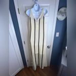 A New Day Maxi Dress L NWT Open Work Knit Cream Black Stripe Beach Summer Trip Photo 10