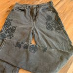 American Eagle  Jeans Women 2 Mom Jean High Rise Tapered Floral Black Denim Pants Photo 0