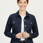 Levi's Dark Wash Blue Denim Jean Fitted Red Tab Classic Jacket Women's Size Small Photo 0