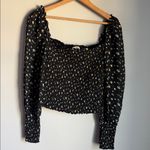 Reformation Pinto Smocked Floral-print Woven Top In Black Photo 3