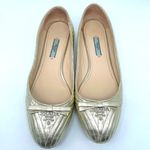 Prada Pale Gold Quilted leather logo embellished bowtie ballerina flats EU 38.5 Photo 0