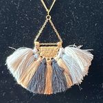 20” Gold Tone Necklace w/ Earth Tone Pendant & Taupe Earrings Photo 3