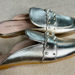 Stuart Weitzman  Metallic Pearlstud Embellished Mules Size 4 Photo 5