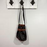 J.P. Ourse Madison Avenue Leather Bucket Bag Black Tan Shoulder Purse EUC Photo 1