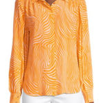 Bailey 44 Shirt Women's S Orange Katrina Wavy Striped Long Sleeve Button‎ Front Photo 0