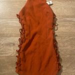 LF curved hem side lace up rust color dress XS NEW Photo 0