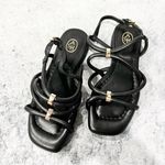 Ash  Women's Ruby Square Toe Strappy Sandals Black Leather Size 39 US 8 Photo 2