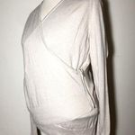 The Limited  wrap front knit shirt top v neck cross cross side zipper small beige tan Photo 0