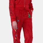 No Boundaries Women's Red Faux-Fur Christmas Track Suit Photo 1