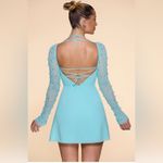 Oh Polly  Light Blue Beaded Long Sleeve Dress Photo 2