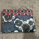 ALDO gold chain wallet clutch bag floral red blue, crossbody/ shoulder. EUC Photo 4