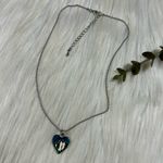 Abalone penguin heart silver tone necklace Photo 2
