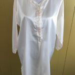 Henri Pierre women L V-cut button front satin Longsleeve nightgown white Photo 0