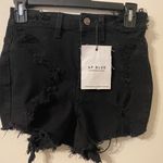 Aphrodite New AP Blue By  Black Distressed Jean Cutoff Shorts Womens Size‎ Small Photo 0