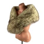 Genuine Blue Fox Fur shawl stole collar wrap scarf Brown Photo 0
