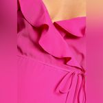 Lulus NWT Sunny Perfection Magenta Ruffled Off-the-Shoulder Wrap Dress Photo 4