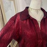 Coldwater Creek Whimsygoth Romantic Burgundy Black Crinkle Frilly Ruffle Button Up Mesh Blouse L Photo 3