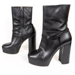 Gucci Tiarah Black Leather Platform Boots G Logo Square Toe Women's EU 37.5 Photo 5